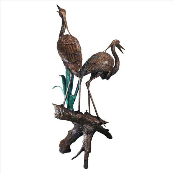 Two Herons on a Log Cast Bronze Garden Statues Piped Sculptures